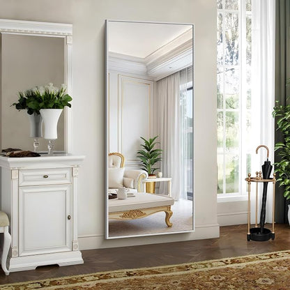 YIROMAN Bathroom Mirror 72"x30", Large Brushed Silver Bathroom Mirror for Over Sink with Aluminum Frame, Rectangular Vanity Mirror with Right Angle, Wall Mirror Hangs Horizontal or Vertical