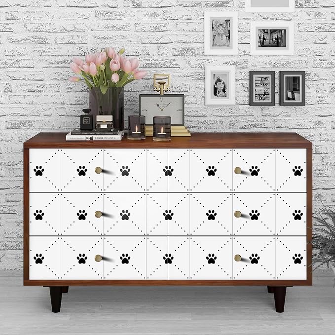 Peel & Stick Tile Stickers 12 PCS Self Adhesive Backsplash Decorative Wall Stickers for Kitchen Bathroom Tile Decals Waterproof & Removable 6" x 6" (Black Paw)