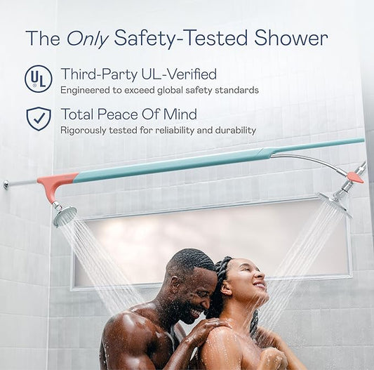 BOONA Original Tandem Shower as Seen on Shark Tank | Dual Shower Head for Couples | Max Water Pressure for Two | Easy Install (Retro Miami, Two Showerheads)