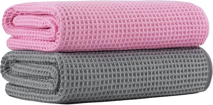 MICROFI New Microfiber Waffle Bath Towels, 2 Pieces, Oversized, Soft, Absorbent, Fast Drying, Lint Free 430 GSM (30''x60''/76cm x 152cm)