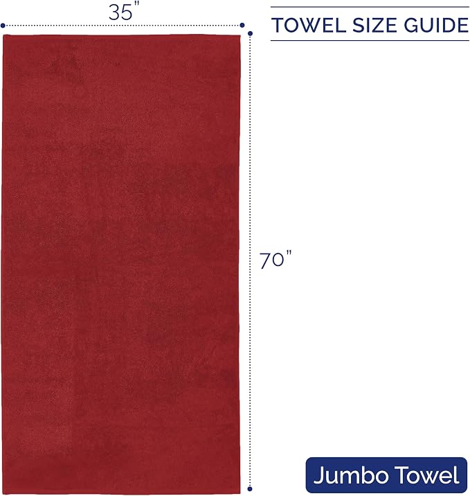 Elegant Comfort Premium Turkish Cotton 1 Piece Jumbo Bath Towel - 35 x 70 inch, Luxurious Hotel Spa Quality 100% Turkish Cotton Large Bath Towel - Highly Absorbent - Soft Bathroom Towel, Burgundy