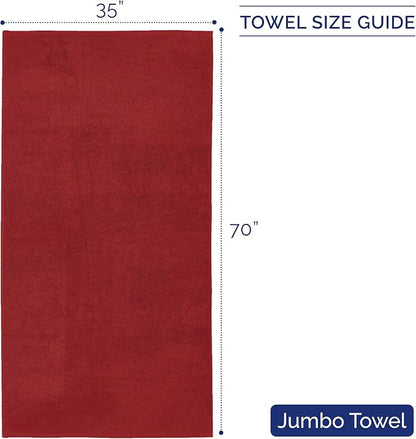 Elegant Comfort Premium Turkish Cotton 1 Piece Jumbo Bath Towel - 35 x 70 inch, Luxurious Hotel Spa Quality 100% Turkish Cotton Large Bath Towel - Highly Absorbent - Soft Bathroom Towel, Burgundy