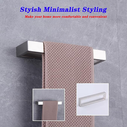 GERZWY Bath Towel Holder SUS304 Stainless Steel Towel Hanger Towel Ring for Bathroom Lavatory Wall Mount Contemporary Style, Brushed Finish HG1706-LS