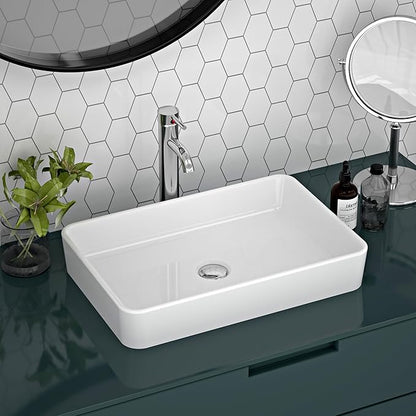 DeerValley DV-1V032 Ally White Ceramic Rectangular Vessel Bathroom Sink