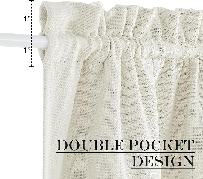 NICETOWN Farmhouse Blackout Door Curtains, Elegance French Faux Linen Door Curtains for Privacy, Easy Installed Panels, Window Covering for Doorway, Natural, 25" W x 80" L, 1 Panel