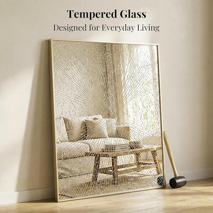 30"x36" Satin Gold Framed Rectangle Bathroom Vanity Wall Mirror | Over-Sink Vanity Mirror, Slim Metal Frame, Entryway or Dresser Use, Vertical/Horizontal Mount, Tempered Glass
