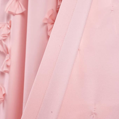 Lush Decor Riley Light Filtering Window Curtain Panel, Single 54" W x 63" L, Pink - Cute Pink Curtains for Bedroom - Bow Decor - Coquette Curtains for Windows