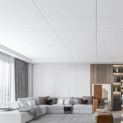 Art3d 10-Pack Smooth Drop Ceiling Tile 2ft x 4ft - Fire-Rated, Waterproof, Reusable - Premium PVC, No Sag and Breakage - Cover 80 Sq. Ft, White | 2 x 2 ft, PVC, Waterproof, Fire-Rated, Reusable, Compatible with Grid System, Perfect for Living Room