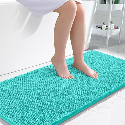 OLANLY Bathroom Runner Rugs 47x24, Extra Soft Absorbent Chenille Bath Rugs | Teal, Quick-Drying Rubber Backing, Machine Washable Long Bath Mat for Bathroom Floor, Tub and Shower, Home Decor Accessories