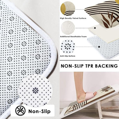 Boho Bathroom Sets with Shower Curtain and Rugs, 4 Pcs, Mid | Century Abstract Geometric Modern Bathroom Decor Set with Toilet Lid Cover, Non-Slip Bath Mats and Accessories 12 Hooks