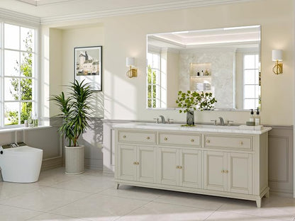 Frameless Bathroom Mirror, 55" x 36" Beveled Wall Mirror | 5mm HD glass, 20mm beveled edge, frameless, anti-rust, shatterproof, french cleat, horizontally or vertically