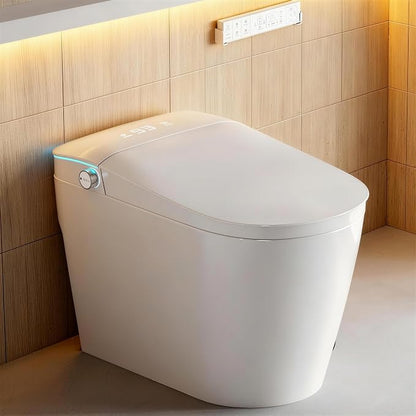 Smart Toilet with Bidet Built in, Dual Flush, Foam Shield, Manual Lid | Night Light, Heated Seat, Foot Sensor Flush, UV Self Clean, Instant Warm Water, Tankless Elongated Toilet, ADA for Bathroom