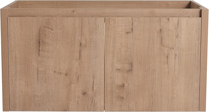 36" Floating Bathroom Vanity,36 Inch Bathroom Vanity Without Top Sink,Modern Floating Vanity Cabinet,Brown Wall Mounted Cabinet with Soft Closing Doors,Plywood(Sink Basin Not Included)