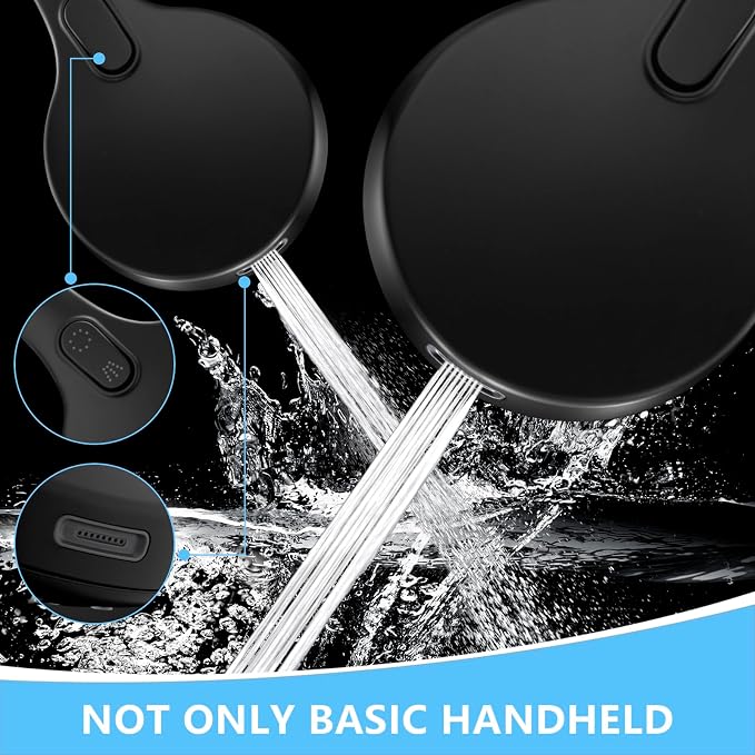 Shower Head with Handheld, 9-Setting High Pressure Shower head with handhelds, Built-in Handheld Power Spray, 79in Extra Long Stainless Steel Hose & Shower Head Holder (Matte Black)