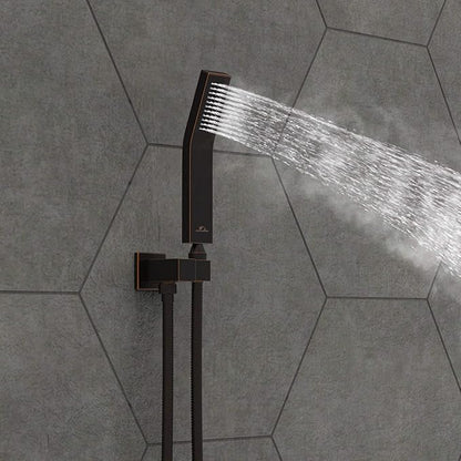 SunCleanse Rainfall Shower Faucet Set Oil Rubbed Bronze Shower Combo Set for Bathroom with High Pressure 10 inch Shower Head with Handheld Shower Valves Shower Head and Handheld Ceiling Mounted