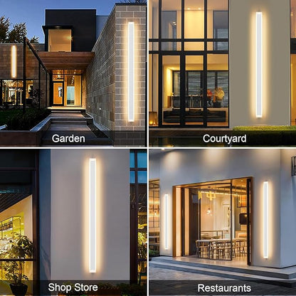 Aipsun Porch Wall Lights 56.3inch Long Strip Modern Outdoor Wall Light Fixture, White Wall Mount Lighting Sconce Exterior Lights Wall Sconce 3000K for House Living Room Corridor(1 Pack)