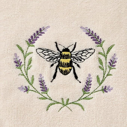 SKL Home Bee Lavender Hand Towel Set-2pc, 100% Cotton, Embroidered, Natural | Soft, decorative velour. For use in the bathroom, kitchen or bar & makes a great gift.