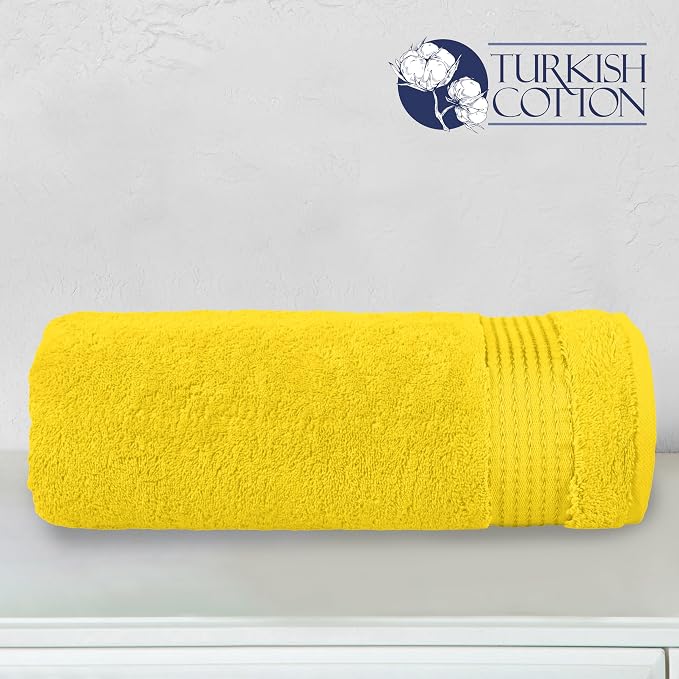 Elegant Comfort Premium Turkish Cotton 1 Piece Jumbo Bath Towel - 35 x 70 inch, Luxurious Hotel Spa Quality 100% Turkish Cotton Large Bath Towel - Highly Absorbent - Soft Bathroom Towel, Yellow