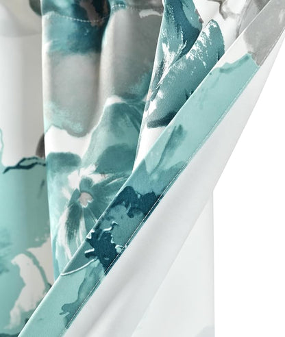 Lush Decor Leah Light Filtering Window Curtain Panels, Pair, 52" W x 63" L, Blue - Floral Drapes for Bedroom - Blue Curtains - Farmhouse Decor