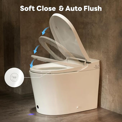 Smart Toilet with ADA Height,1000g MaP Powerful Flush(K050) | Bidet Toilet, Foam Dispenser & Comfort Heated Seat, Foot Sensor & Soft-close Seat, Built in Tank, Blackout Flush