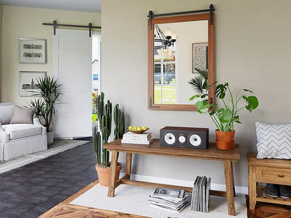 Farmhouse Bathroom Mirror, 24"x36" Brown Farmhouse Mirror with Rustic Wood Framed, Barn Door Vanity Mirrors for Wall, Vintage Decorative Mirrors for Entryway,Living Room,Bedroom