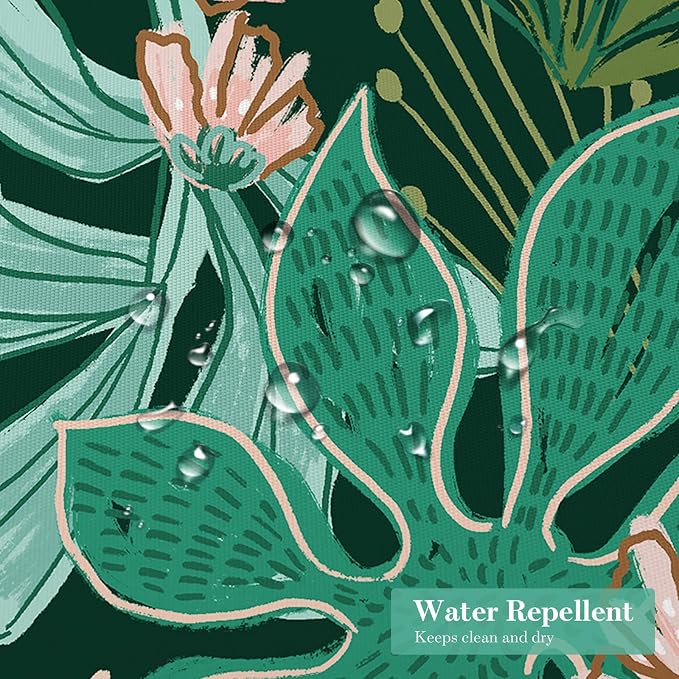 Boho Floral Shower Curtain, Dark Emerald Botanical Fabric Curtain, 72 x 72 | Boho floral, vintage botanical, dark floral, rustic farmhouse, colorful flowers, fabric shower curtain