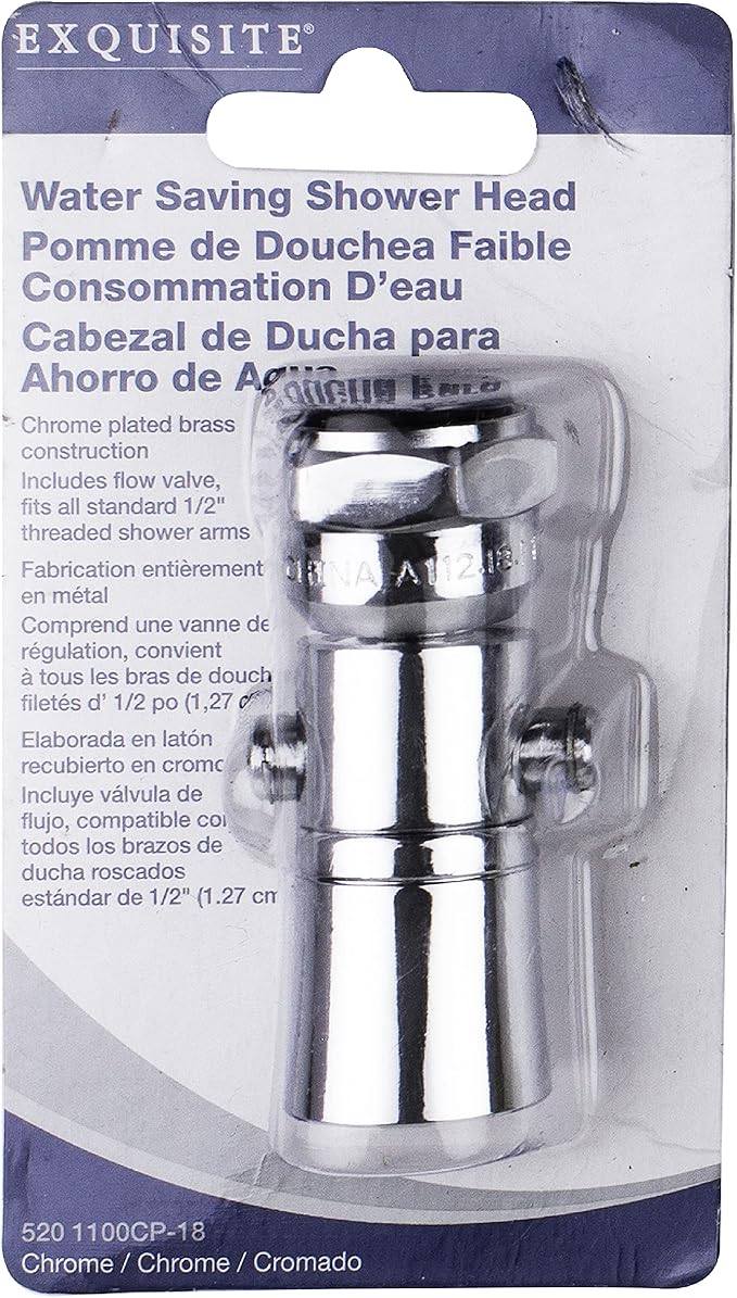 LDR Industries 520 1100CP-18 Water Saving Showerhead with Push Button Flow Control, Chrome Plated Brass