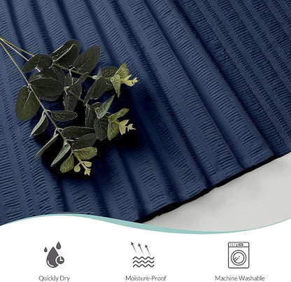 Aiyufeng Moga Navy Blue Shower Curtain, 3D Design Fabric Shower Curtains, Premium Spa Quality Modern Shower Curtains for Bathroom, 36"x72", Dark Blue