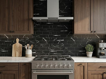 2026 New Upgrade Peel and Stick Backsplash Tile, Peel and Stick 11.34" X 11.57" Wall Tile for Kitchen, Bathroom, Fireplace, Laundry (Black Rocks, 5 Packs)