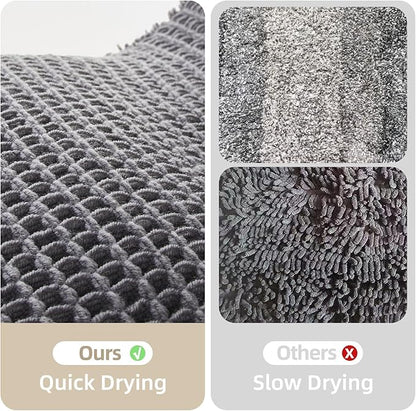 TYUU Waffle Bath Mat, Boho Bathroom Rugs Non Slip, 36x24 Grey | Super Absorbent Quick Dry Bath Rug, Non-Slip Backing, Soft Waffle Washable Farmhouse Bathroom Mats, Tub, Shower & Home Decor