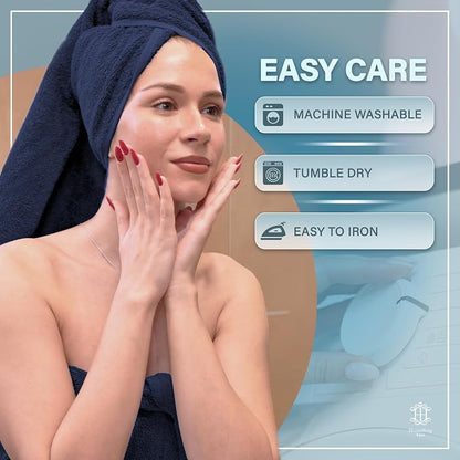 Luxe 2-Piece Bath Towel Set – Large Soft Cotton Towels, Absorbent, Durable & Skin-Friendly, Machine Washable, 27 x 54 in (Navy Blue)