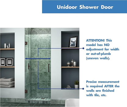 DreamLine Unidoor 30 in. W x 72 in. H Frameless Hinged Shower Door in Oil Rubbed Bronze, SHDR-20307210F-06