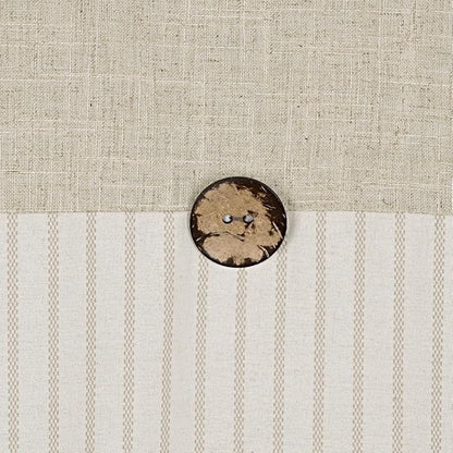 DOSLY Ides Farmhouse Shower Curtain, Beige and Beige Stripe, Button Curtain, Linen and Cotton Blend Fabric, Rustic Charm Country Chic Style, 72x84 in