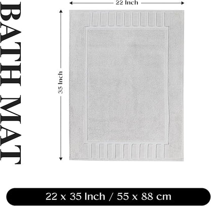 Superior 100% Cotton Bathmat Set, Bath Mats, Bathroom Decor, Shower, Bathtub Essentials, Home Accessories, Washable Rug, No Backing, Heavyweight, Leo Collection, Set of 2, 22" x 35", Silver