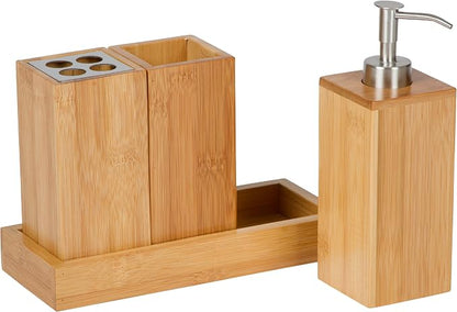Bath Set Bath Caddy - 100% Natural Bamboo - By Trademark Innovations