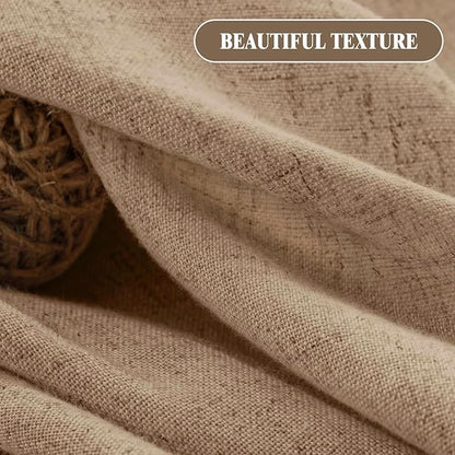 Linen Shower Curtain Khaki, Fabric Boho Farmhouse Shower Curtains for Bathroom Cotton Natural Cloth Liner Set 72" W x 72" L
