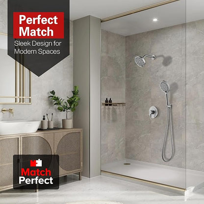 SUMERAIN Brushed Nickel Rainfall Shower System with 6-Spray Handheld Filtered Shower Head, Shower Faucet Complete with Rough in Valve