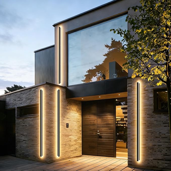 Aipsun Outdoor Lights 2 Packs,Modern Outdoor Wall Light 71inch Long Strip LED Wall Sconce IP65 Anti Rust Warm Light Fixture 3000K Exterior Wall Mount Lights for Entrance, Hallway, Garage, Porch