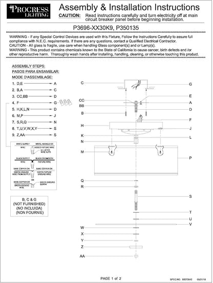 Progress Lighting P3696-0930K9 Close-to-Ceiling, Nickel, 6.00x13.00x13.00