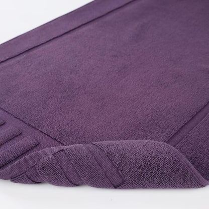 Superior 100% Cotton Bathmat Set, Bath Mat, Bathroom Decor, Shower, Bathtub Essentials, Home Accessories, Washable Rug, Absorbent, Quick Dry, Leo Collection, Set of 2, 22" x 35", Eggplant