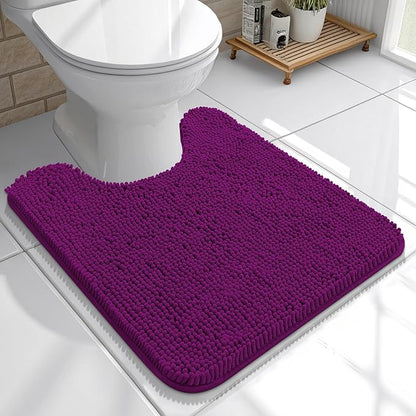 OLANLY Toilet Rugs U-Shaped 20x20, Soft Absorbent Chenille Contour Rugs | Purple, Quick-Drying Rubber Backing, Machine Washable Non-Slip Shaggy Bathroom Mat for Toilet, Home Decor Accessories