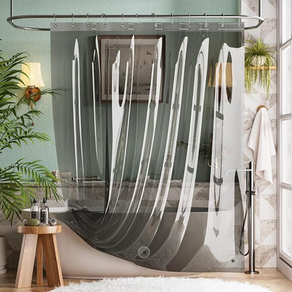 Bathway Shower Curtain Liner, Black Shower Curtain Liner 72x72 PEVA Clear Shower Curtain Liner Plastic with 3 Magnets and 12 Rustproof Metal Grommets, Lightweight Waterproof Shower Liner for Bathroom