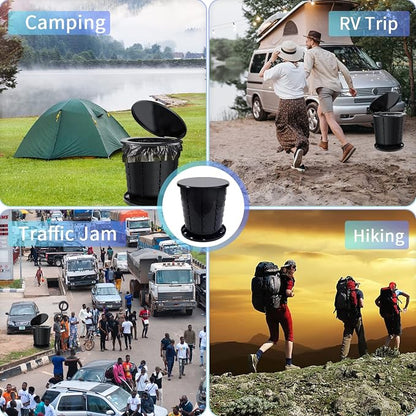 Portable Camping Toilet Bucket | Folding Retractable Potty for Adults With Bags | Outdoor Camp Boat Toilet