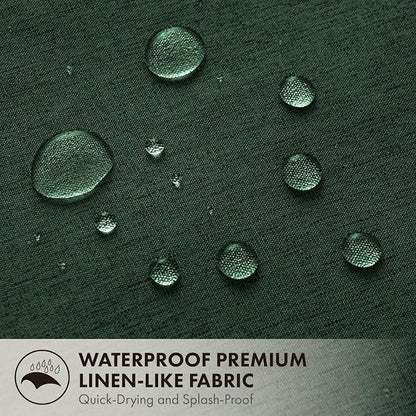 ANRODUO Dark Green Scalloped Linen Textured Shower Curtain, W72 x L84 | Boho Farmhouse Shower Curtain with 12 Metal Hooks, Machine Washable Waterproof Heavy Duty Fabric for Bathroom Bathtub