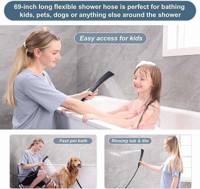 BRIGHT SHOWERS Dual Shower Head System with Handheld and Rainfall Shower, Shower Faucet Set with Valve and Trim Kit, Includes 79-Inch Stainless Steel Hose, Oil-Rubbed Bronze