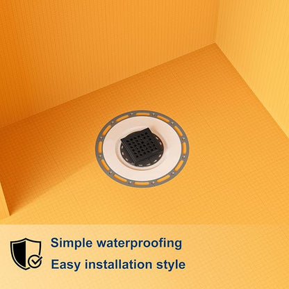 Neodrain 4" Low Profile Square Shower Drain Kit, Matte Black | 304 Stainless Steel, Removable Grate/Drainage Key, PVC Bonding Flange Base with Fabric, For Low Profile Shower Pan
