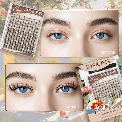 JMS&JMS Fairy Lash Clusters Manga Lashes Invisible Band, Anime Eyelashes | C Curl 8-18mix Super Thin Clear Band Reusable Soft Comfortable Natural Lash Extensions Lash Clusters with Spikes