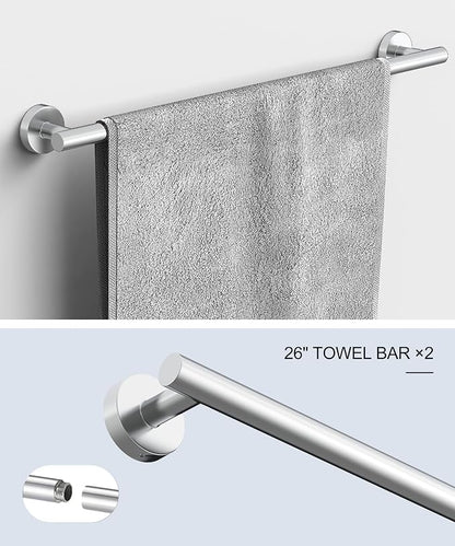 12 Pcs Chrome Bathroom Hardware Accessories Set SUS304 Stainless Steel | Bath Towel Bar Set, Toilet Paper Holders, Towel Rings Racks, Robe Towel Hooks by HOMEMYSTIQUE