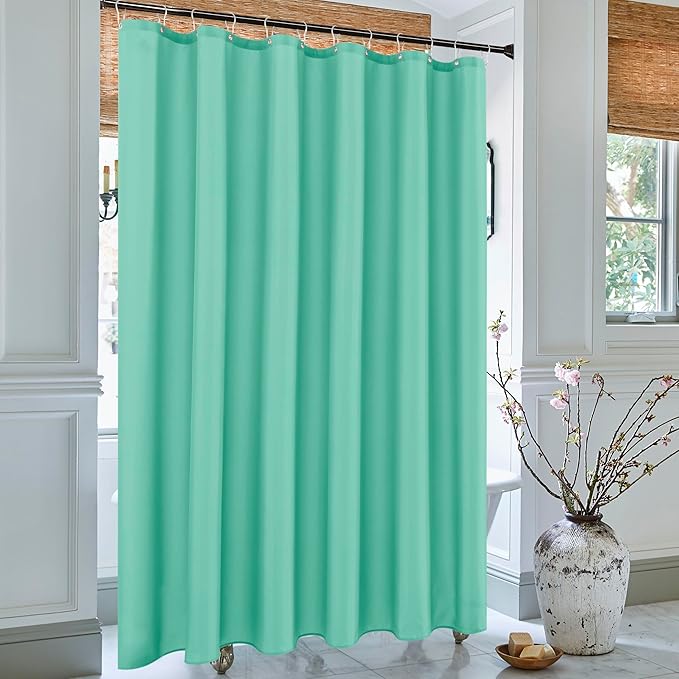 Biscaynebay Extra Long Fabric Shower Curtain Liners 72" Width by 84" Length, Teal Bathroom Curtains, Water Resistant Rust Resistant Grommets Top Weighted Bottom Machine Washable