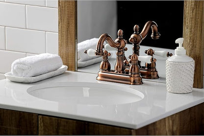 Kingston Brass KB160PLAC Heritage 4 in. Centerset Bathroom Faucet, Antique Copper